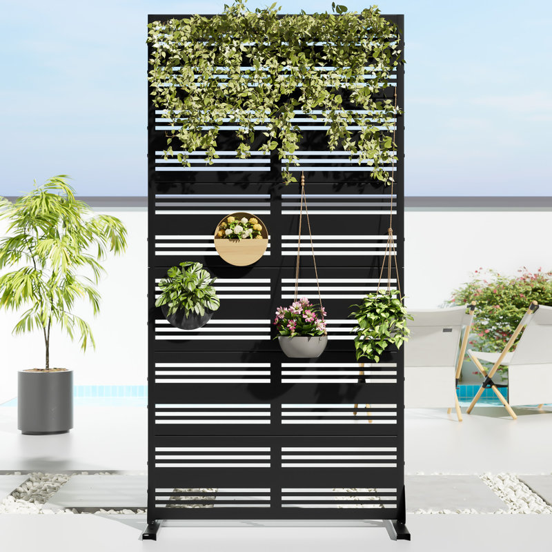 Metal Outdoor Privacy Screen, Noir, H 72 po x l 35 po x P 16 po