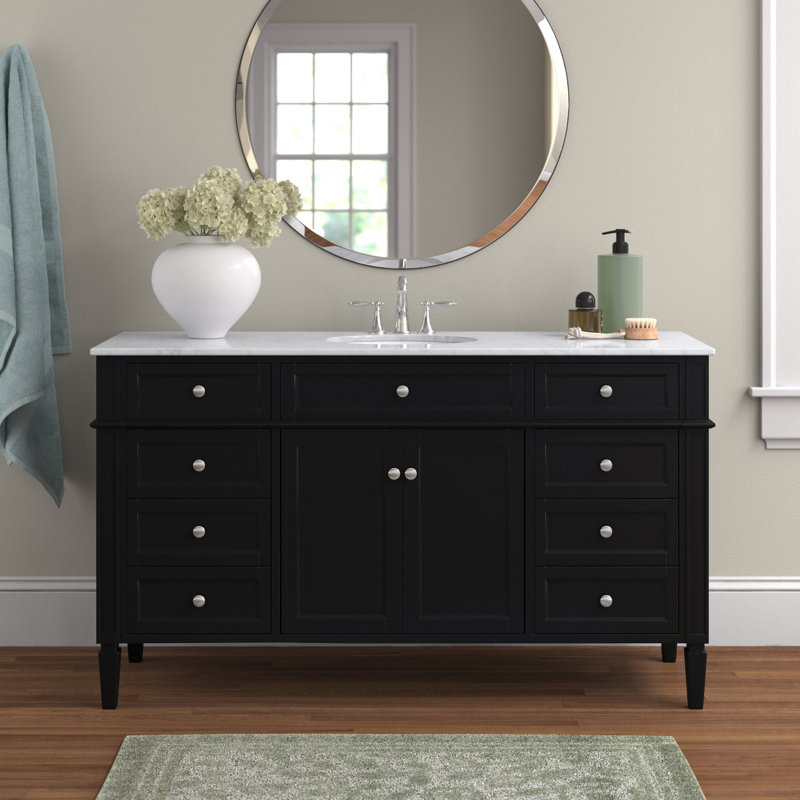 Ensemble de meuble-lavabo simple 60 "Rivers, Noir, noir, noir, noir