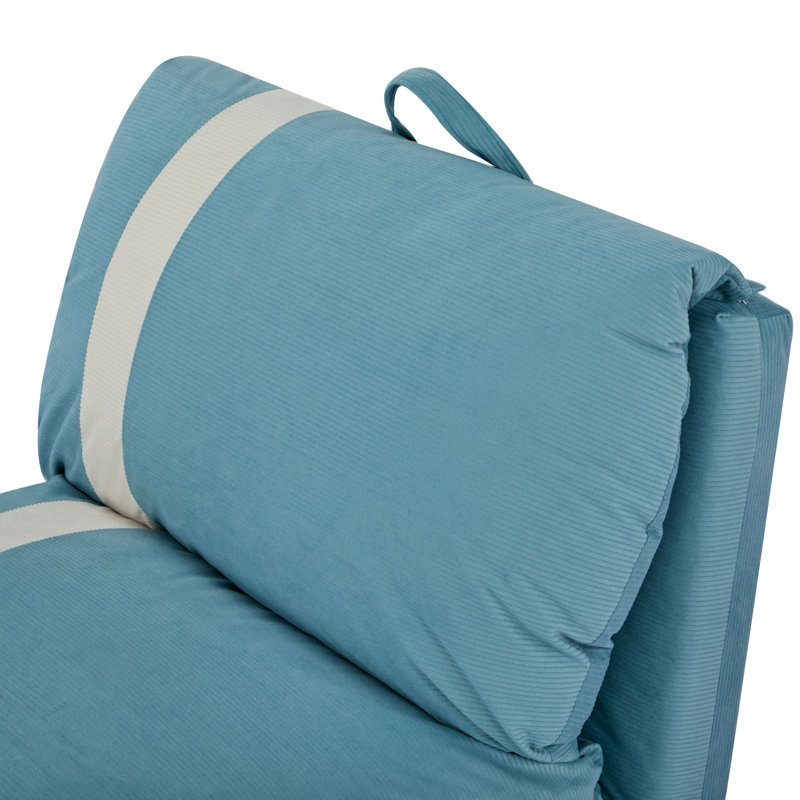 83" Modern Convertible Corduroy Floor Sofa Bed, Blue
