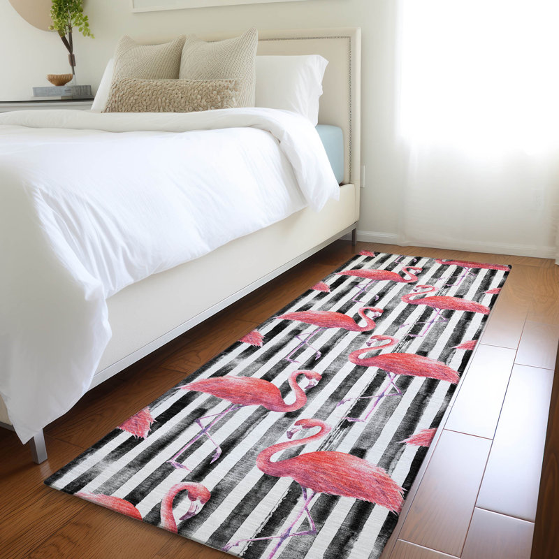 Tapis rose Cerrito AMF204 lavable à la machine de qualité supérieure, Tapis de couloir 2 pi 3 po x 7 pi 6 po