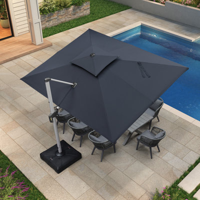 Bohusiavice Rectangular Cantilever Umbrella With Base,Gray