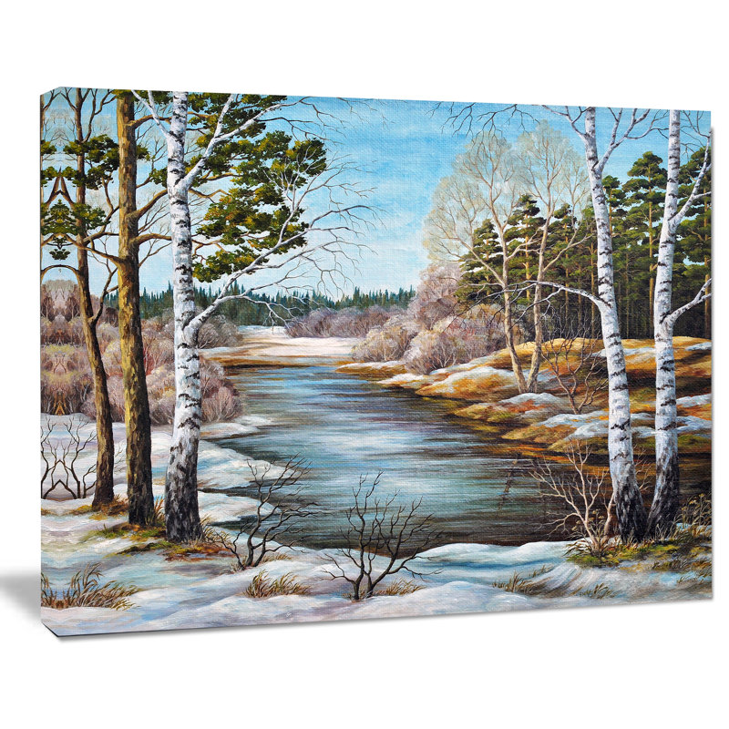 Schafer «The Spring Siberian River», peinture, H 30 po x l 40 po x 1,5 po, Toile tendue