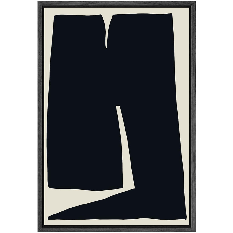 «Duotone Geometric Dark Figure Minimal Collage», reproduction sur toile flottante, H 24 po x l 16 po x P 1,5 po, Cadre noir