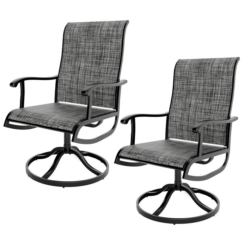 Ensemble de 2 chaises de patio pivotantes Sandisfield (ensemble de 2), Gris