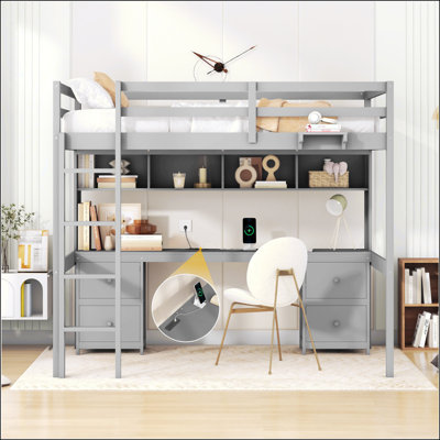 Full Size Loft Bed With Desk
