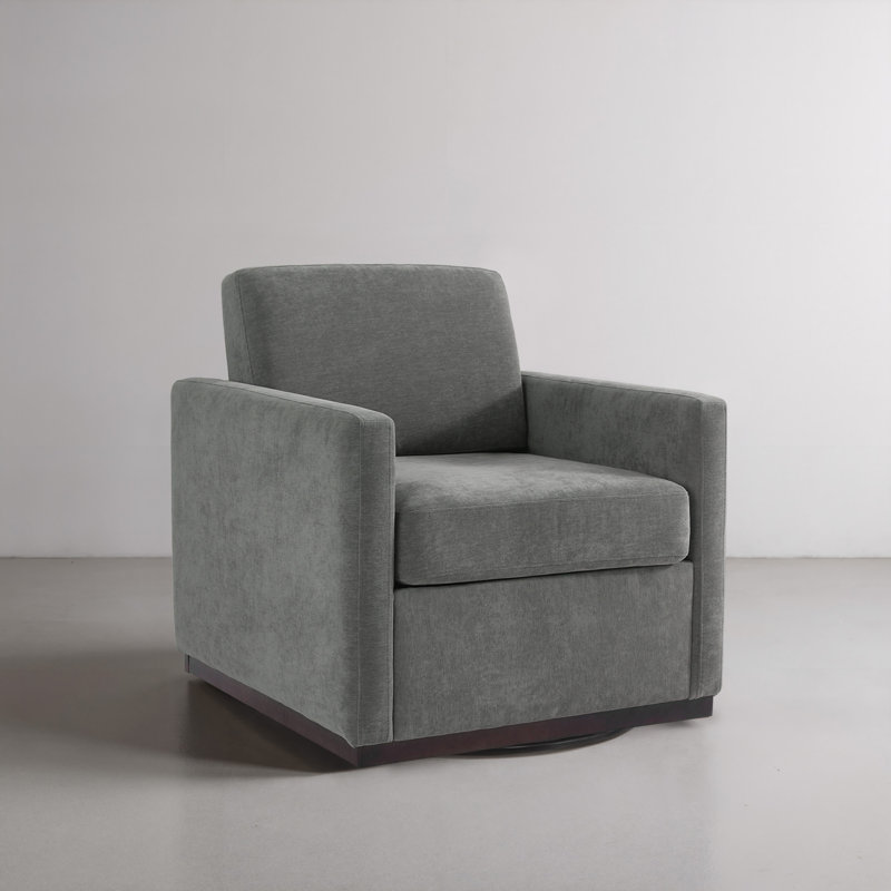 Upholstered Swivel Armchair, Dark Grey