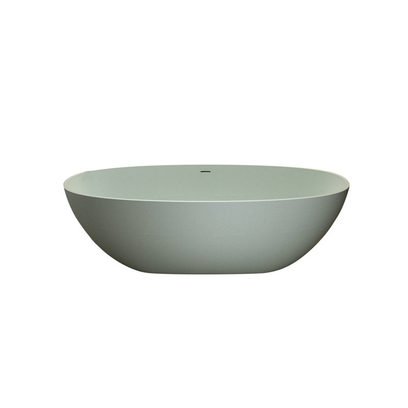 Baignoire de trempage autoportante 71 po, surface solide turquoise, pierre de résine, facile à installer, surface de teinture non perméable, lisse et arrondie, salle de bain confortable