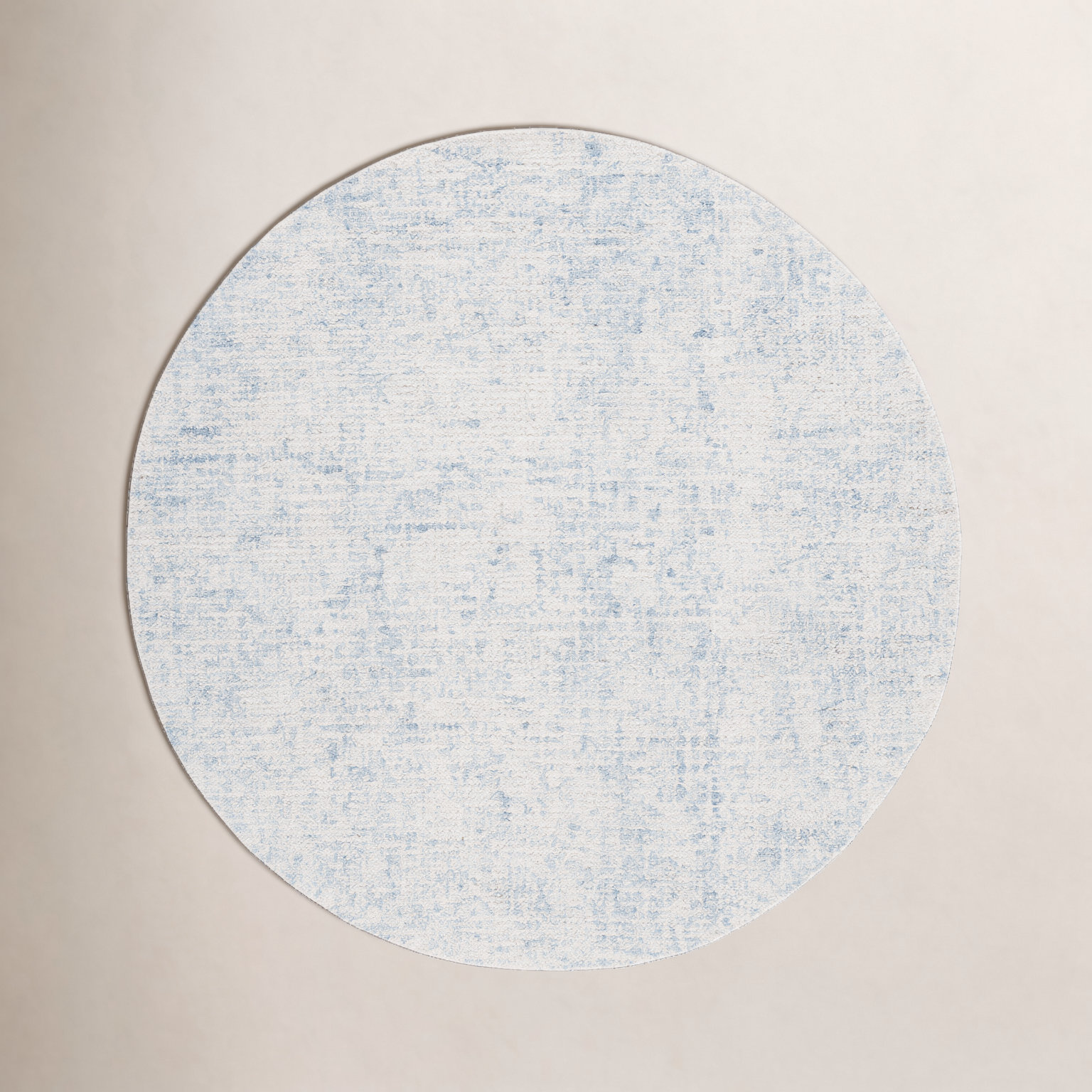 Fredi Light Blue Ivory Hand-Woven Abstract Rug, Round 5'