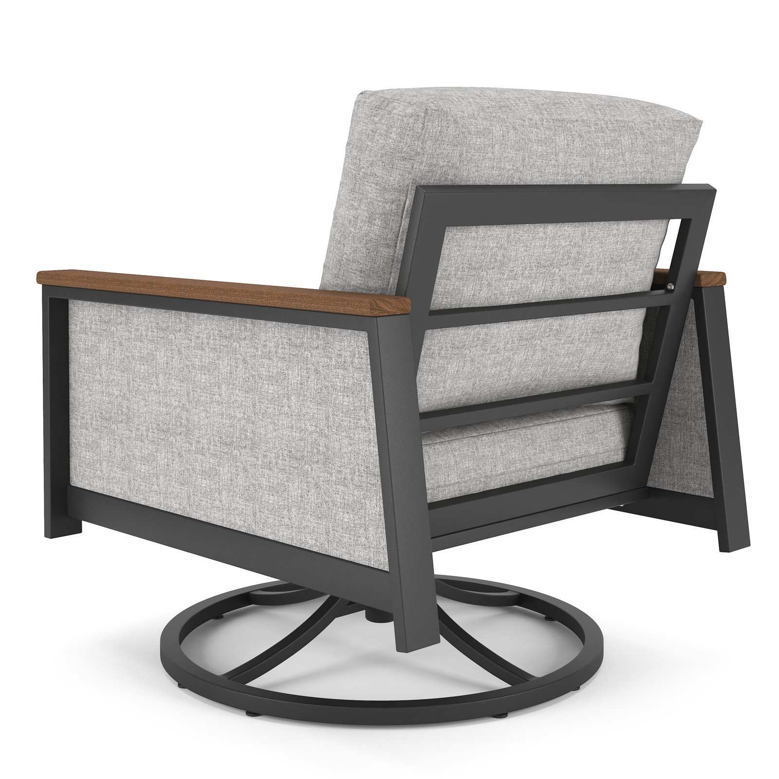 Townsend Metal Outdoor Swivel Rocking Chair with Sunbrella Cushion, Canvas Granite, Dark Gray/Brown