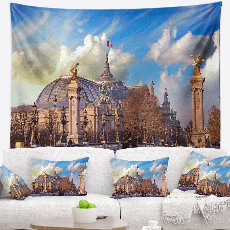 Cityscape de polyester célèbre magnifique palace en tapisserie paris avec accessoires suspendus inclus, H 50 po x l 60 po