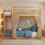 Lit superposé avec tablette de rangement, rideaux et guirlande lumineuse-1909153785-1909153784
