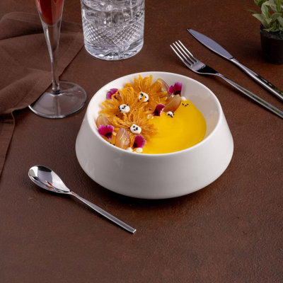SLIDE IVORY Premium Porcelain Bowl | Non Stackable Slide Bowl | Microwave & Dishwasher Safe