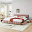 Très grand lit tapissier, cadre de lit rembourré confortable, tissu chenille, avec tête de lit et cadre de lit solide. Avec tiroir pour le rangement. - Rose-736483305-736483311