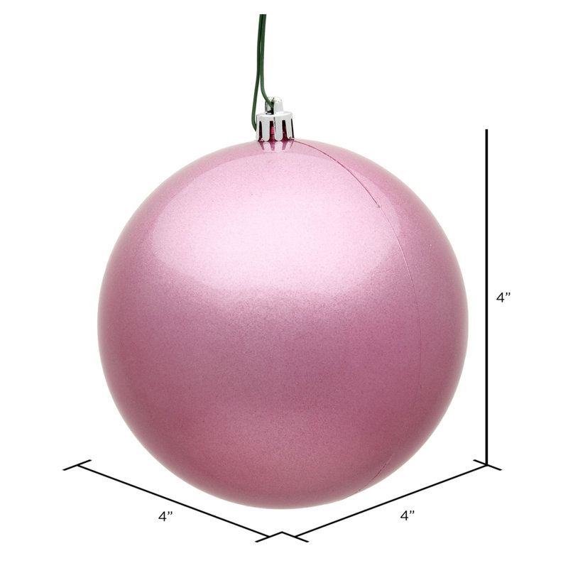 Ornement boule des Fêtes seulement, Rose, H 4 po x l 4 po x P 4 po
