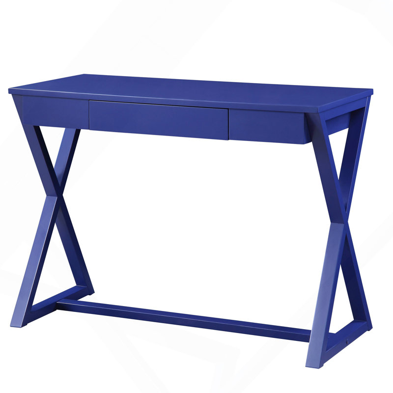 Bureau d'écriture 1 tiroir Twilight Blue avec base en forme de X