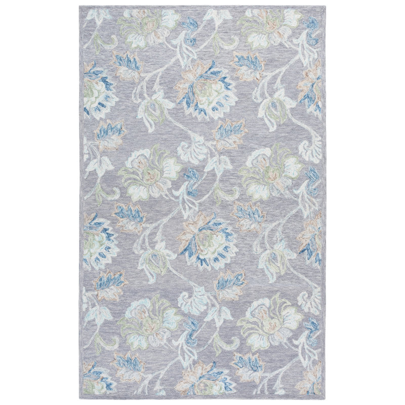 Jardin Hand Tufted Wool;Cotton Floral Indoor Rug, 4'-0" X 6'-0" Rectangle
