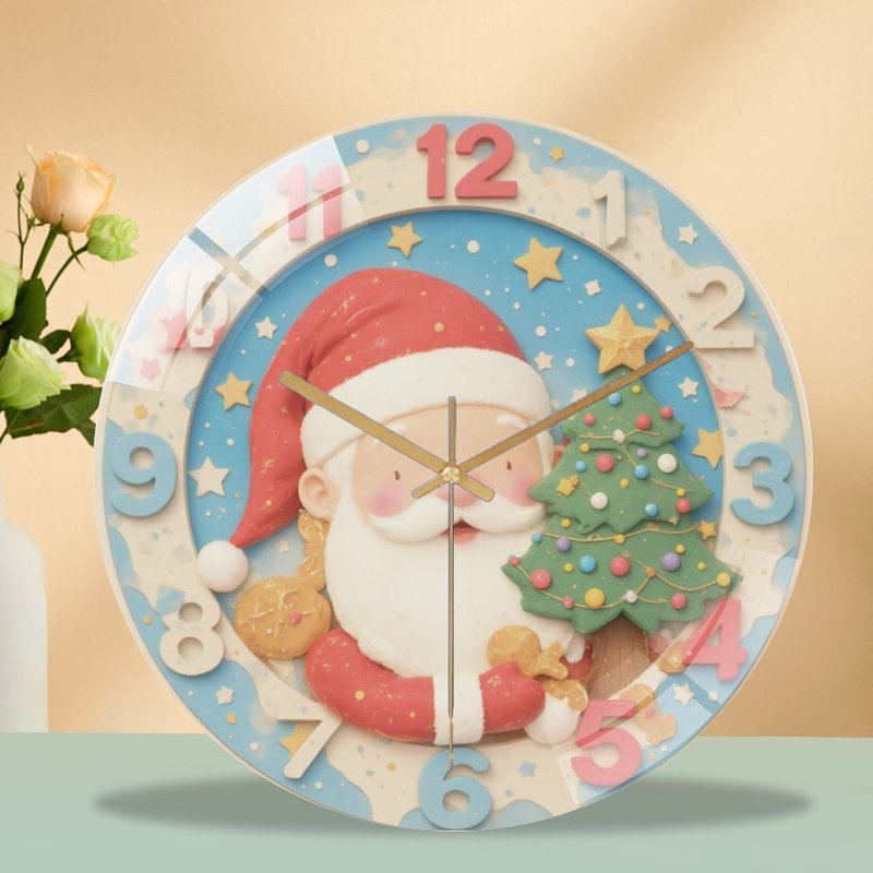 Père Noël - arbre de Noël - horloge murale - horloge murale 12 po