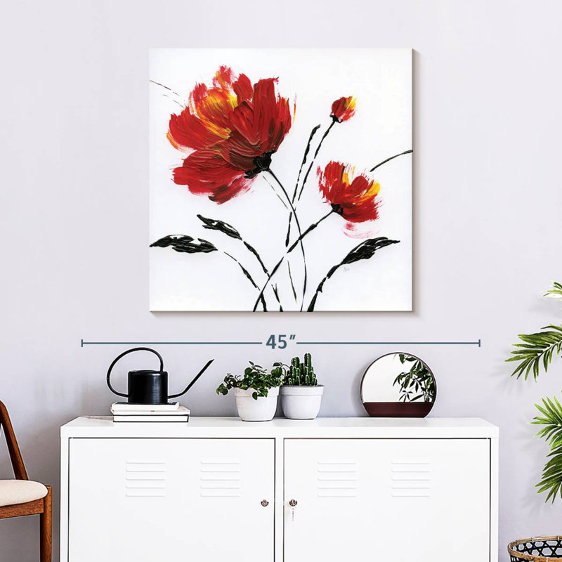 Harnek Red Poppy Splash II, 30" H x 30" W