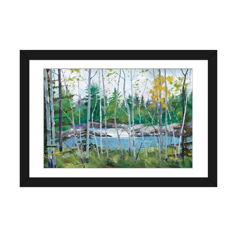 « oxtounge rapids », reproduction d’art sur toile tendue, H 16 po x l 24 po x P 1 po, Papier d'art encadré noir, Blanc