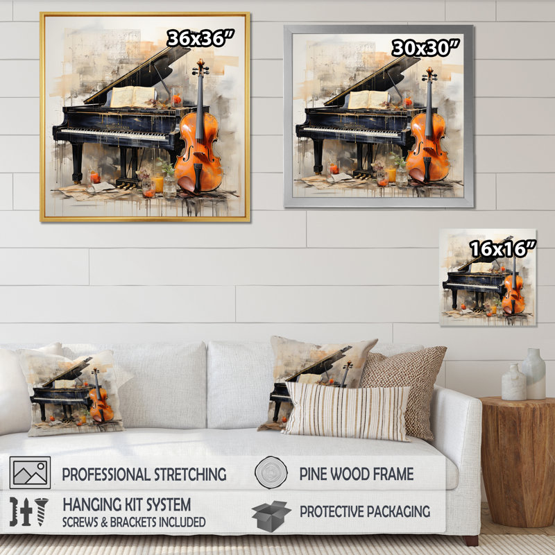 Mélodie musicale mélodique «Subdued» - musique, art mural, H 30 po x l 30 po, Toile tendue, Sans cadre