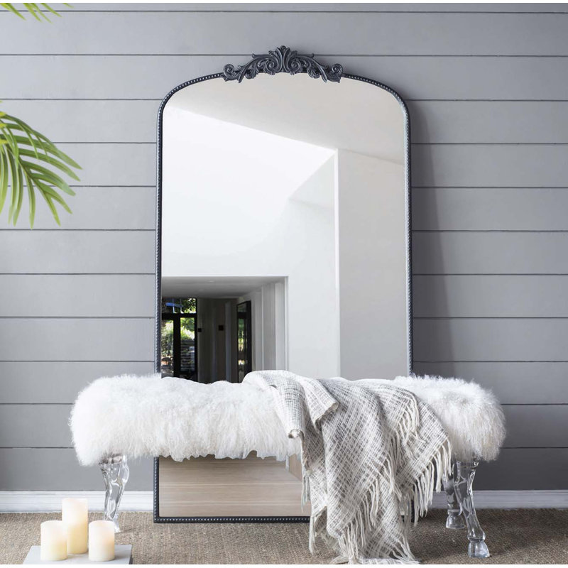 Emmeline Metal Arch Mirror, Black, 66" x 36"