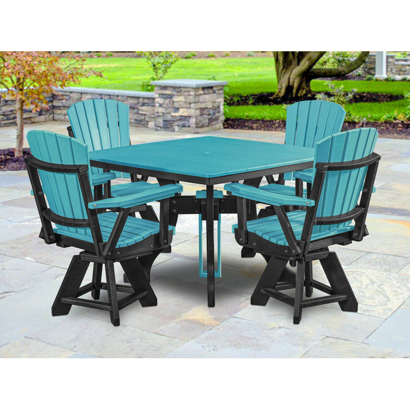 Ensemble repas d'extérieur carré 4 personnes L 44 po Alyxzander, Noir / Bleu