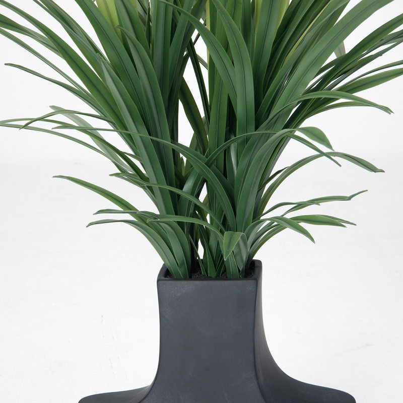 34" Real Touch Artificial Onion Grass In A Black Modern Planter - Perfect Décor For Any Modern Home