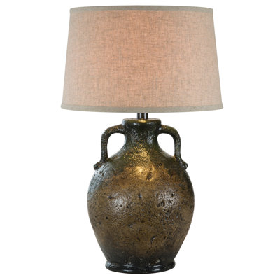 Lampe de table Mazocal Hydrocal avec interrupteur à 3 voies, 31 po, noir / vert, brun, brun / crème, base vert / brun clair