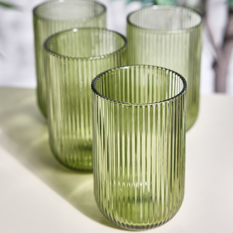 Chanyia Drinking Glass Set, Green, 13" H