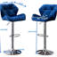 Velours bleu à motif de losanges pivotant 2 - Hauteur réglable, base à dossier mi-confort avec repose-pieds, de 2, confort, hauteur, capitonnage