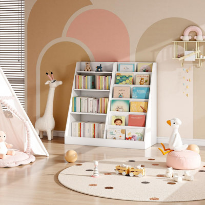 Bibliothèque pour enfants à 6 niveaux avec rangement pour jouets et étagères à livres pour chambre d'enfant, salle de jeux et salle de classe