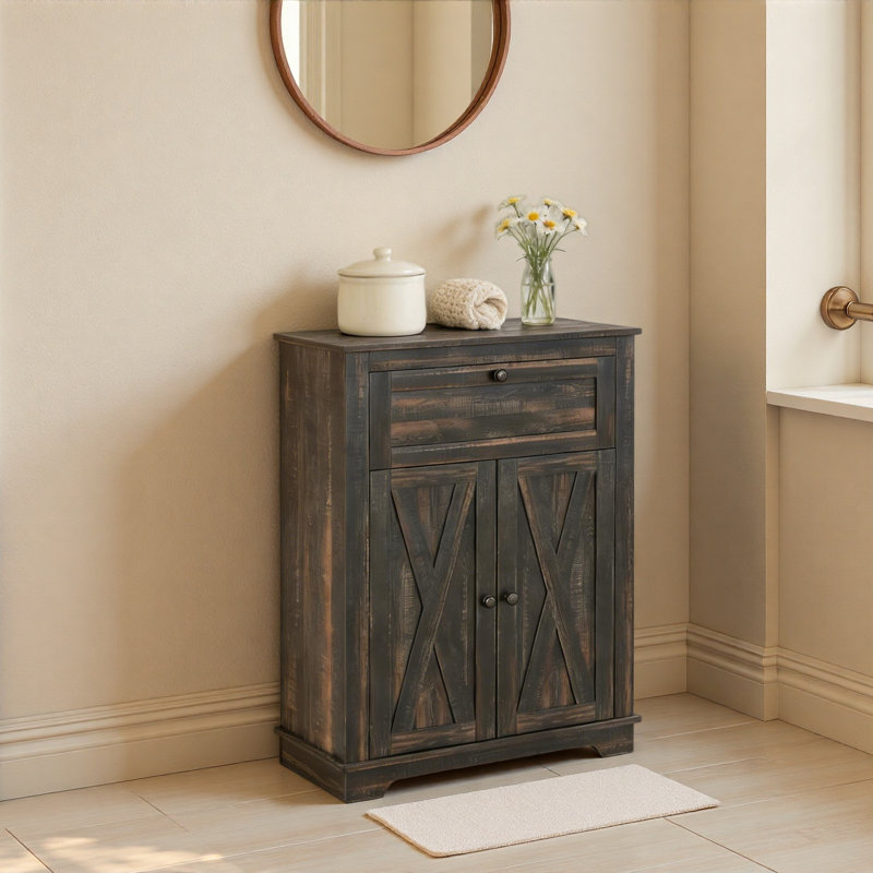 Rustic Storage Cabinet,Sideboard Storage Cabinet, Dark Brown
