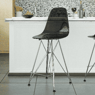 Tabouret de bar Juhani en acrylique moderne avec structure en acier chromé, tabouret fantôme sans dossier de 29,5 po de hauteur pour îlot de cuisine et table de pub, capacité de 300 lb robuste, siège en lucite transparent avec repose-pieds