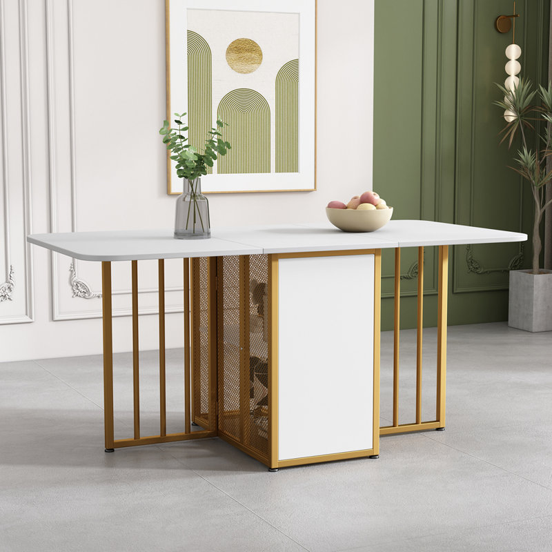 Beahn 160 cm Extendable Rectangular Dining Table, Gold