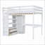 Lit mezzanine double en bois de pin avec garde-robe, bureau et amp; Rangement - blanc, aucun sommier nécessaire-854510398