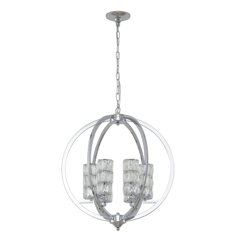 Britt 6 - Light Chrome Chandelier With Clear Crystal Shades
