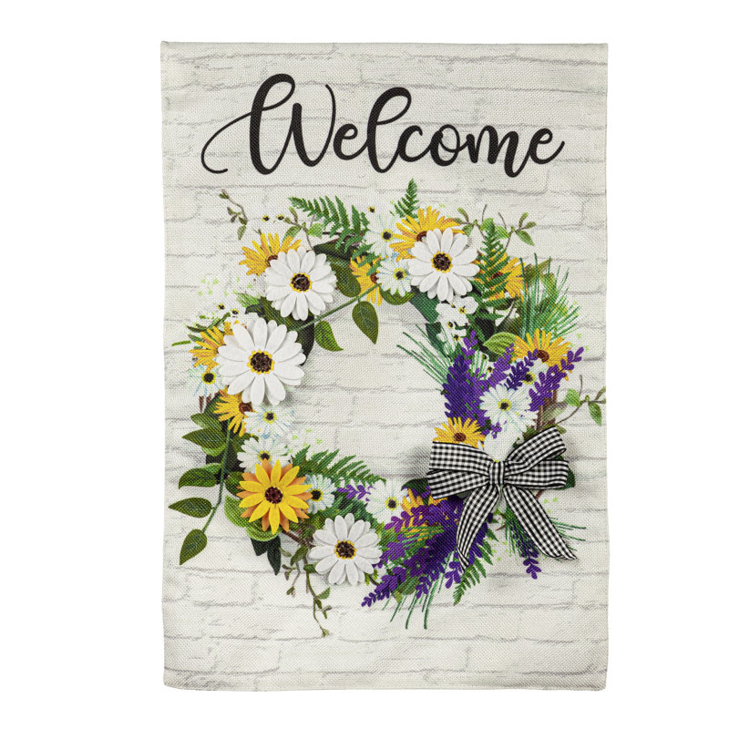 Drapeau de jardin en polyester 18 x 12,5 Daisy Wreath