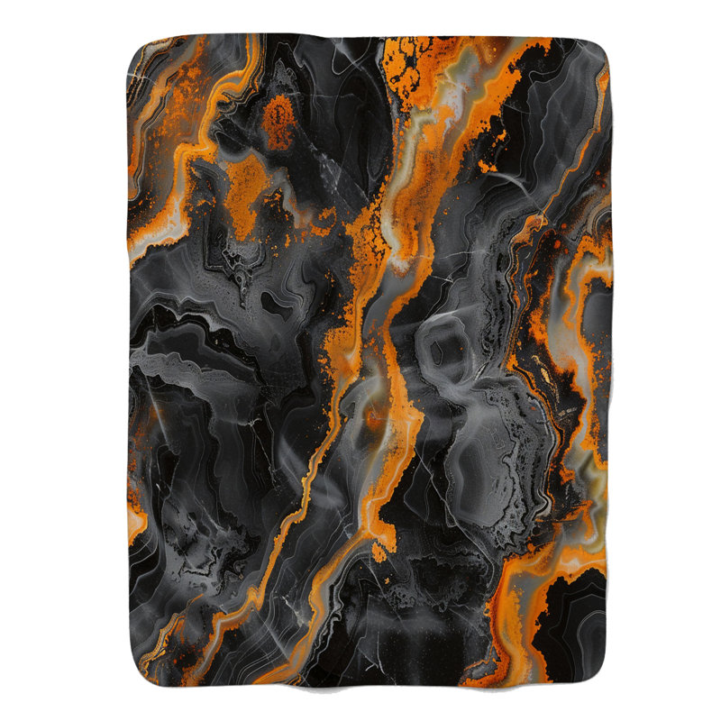 Onyx et marbre Ember - couverture Sherpa de qualité supérieure 1 pièce, Lit simple