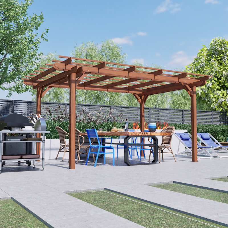 Solid Wood Pergola, 12 ft. W x 10 ft. D