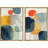 Mid Century Shape "Vibrant Blue & Yellow & Orange Polygon Artwork, Modern Abstract Geometric Wall Pictures, Framed Canvas Giclee Print 2 Pieces Wall Art Set" 16x24x2 pcs, 24x36x2 pcs-91068972-91068970