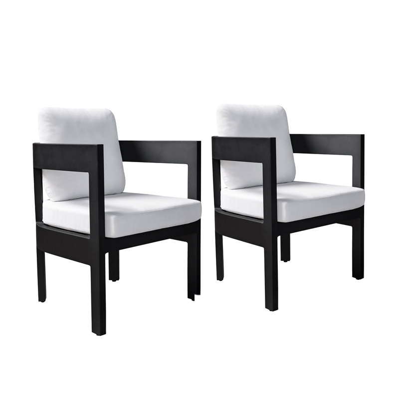 Chaise de salle à manger d'extérieur en métal avec coussin Everlee