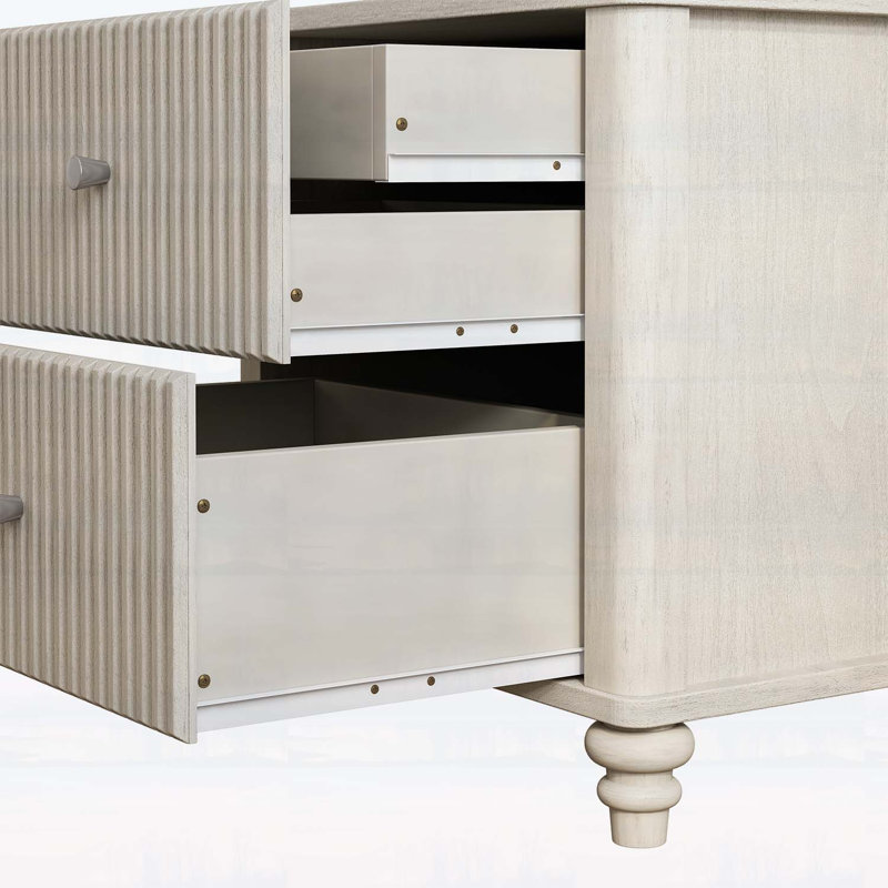 Table de chevet moderne à 3 tiroirs, Beige
