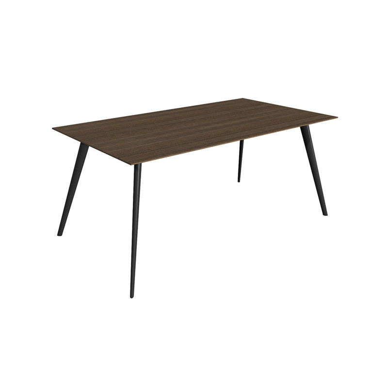 Airfoil Metal Base Dining Table, Black, American Walnut