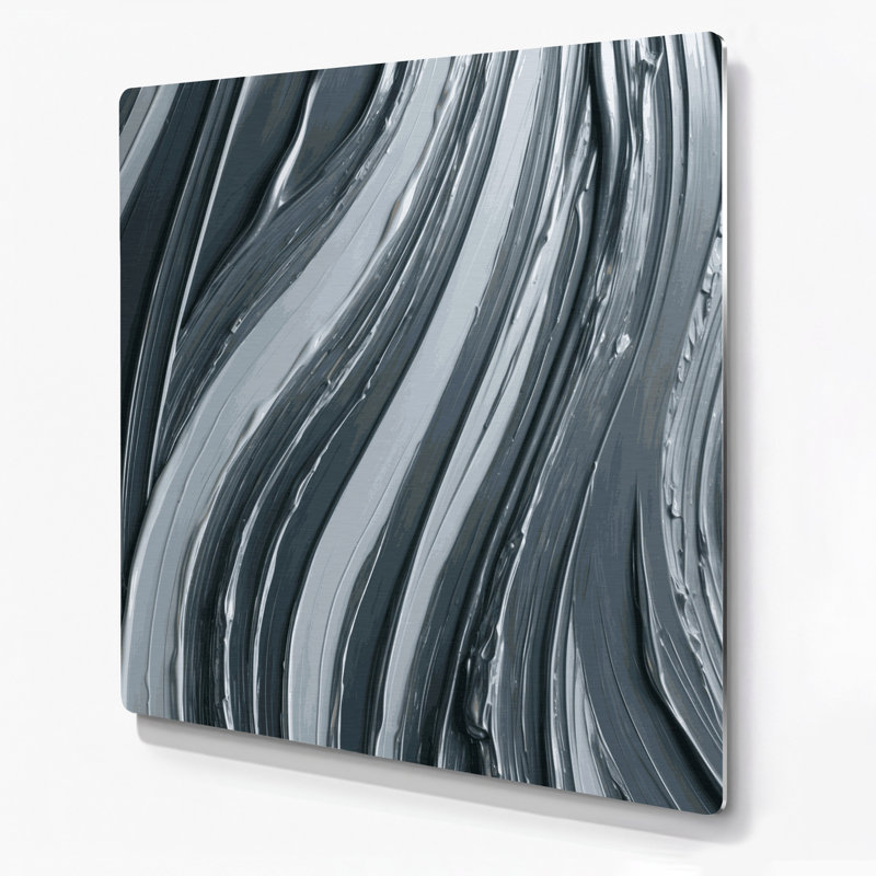 Art mural en métal gris diagonal, H 32 po x l 32 po