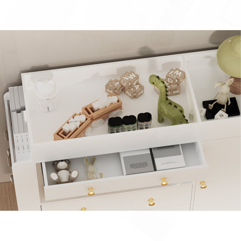 Commode à langer avec plateau large, 3 tiroirs, commode blanche