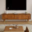 71'' Mid-Century Modern Carved Brown Four Legged TV Cabinet with Four Cabinets, Wood Entertainment Centre, Real Wood Finish, Fully Assembled-2029486903
