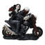 Figurine de motard squelette gothique sur des roses rouges