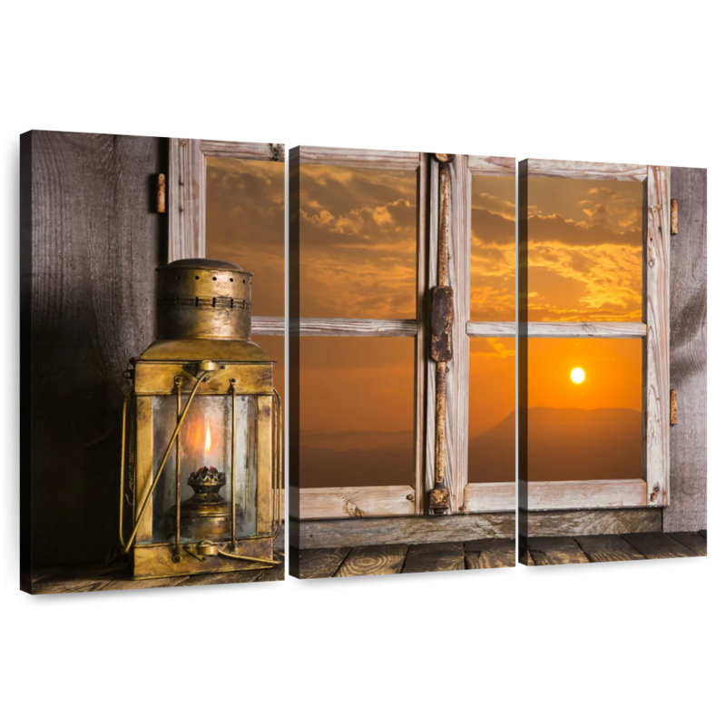 Senne Copper Lantern By The Window, 24" H x 38" W