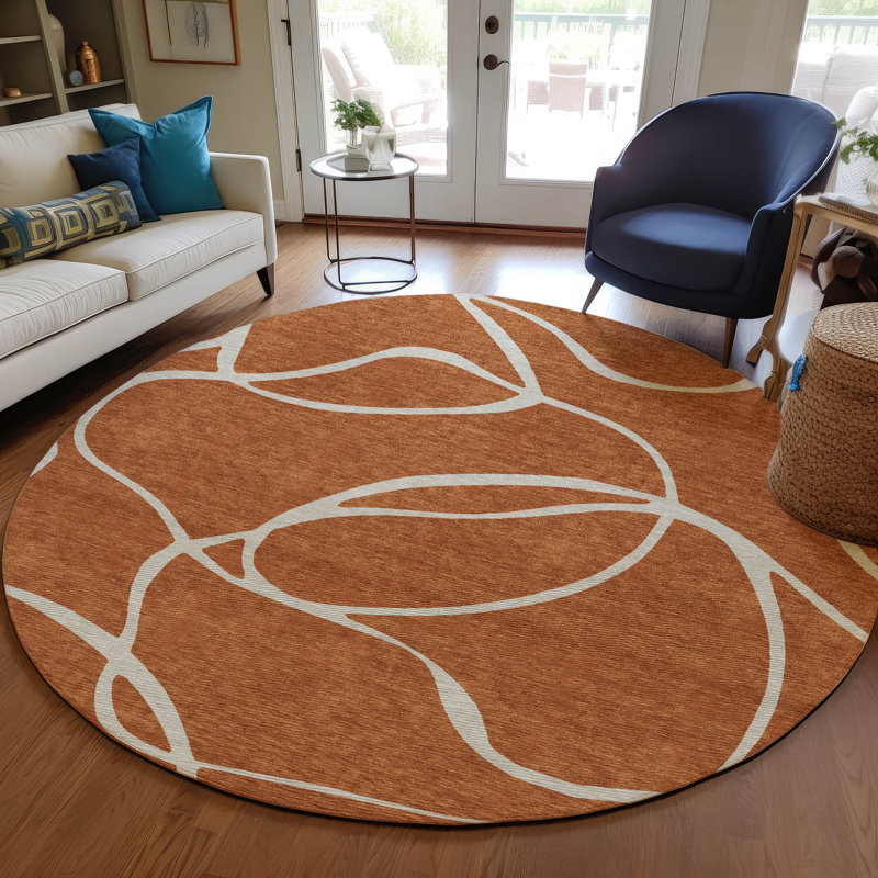 Tapis orange lavable intérieur / extérieur Mirelle , 8 pi x 8 pi