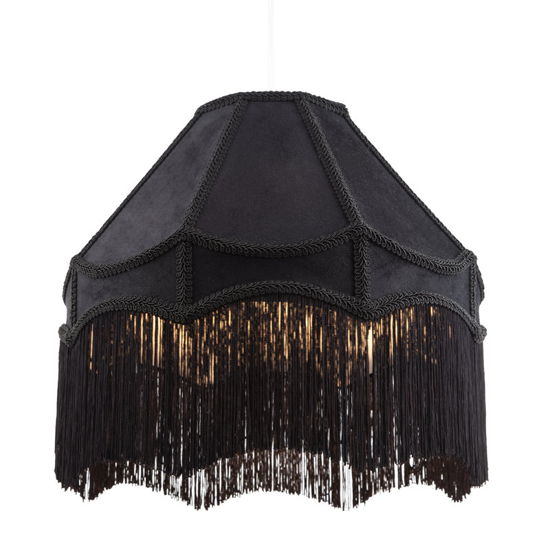 Traditional Victorian Empire 40Cm Lamp Shade In Soft With Tassels By Happy Homewares, Black